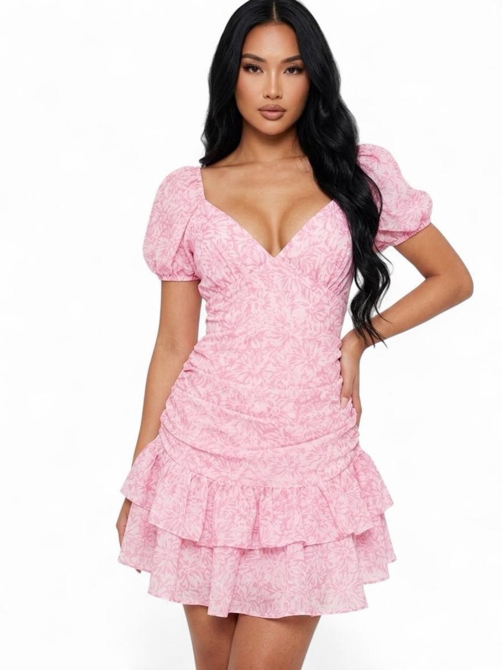 NWT Selfie Leslie Pink Coquette Ruffle Mini Dress M
